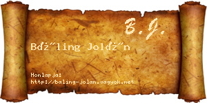 Báling Jolán névjegykártya