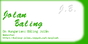 jolan baling business card