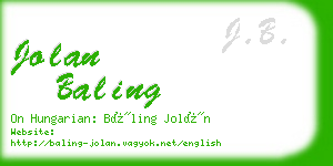 jolan baling business card